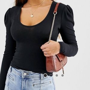 Free people puff sleeve jersey top